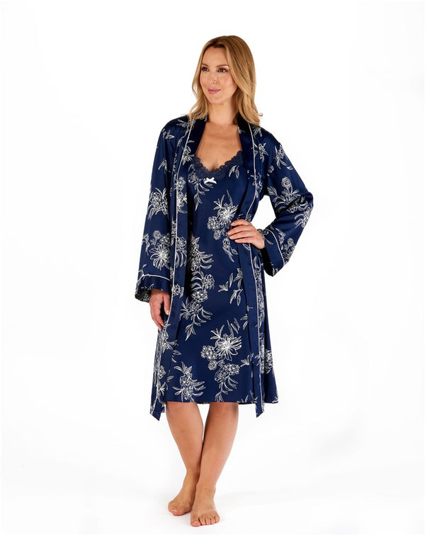 Slenderella Floral Matte Satin 42" Kimono Wrap GL66724