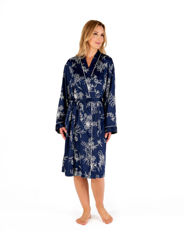 slenderella Floral Matte Satin 42" Kimono Wrap GL66724