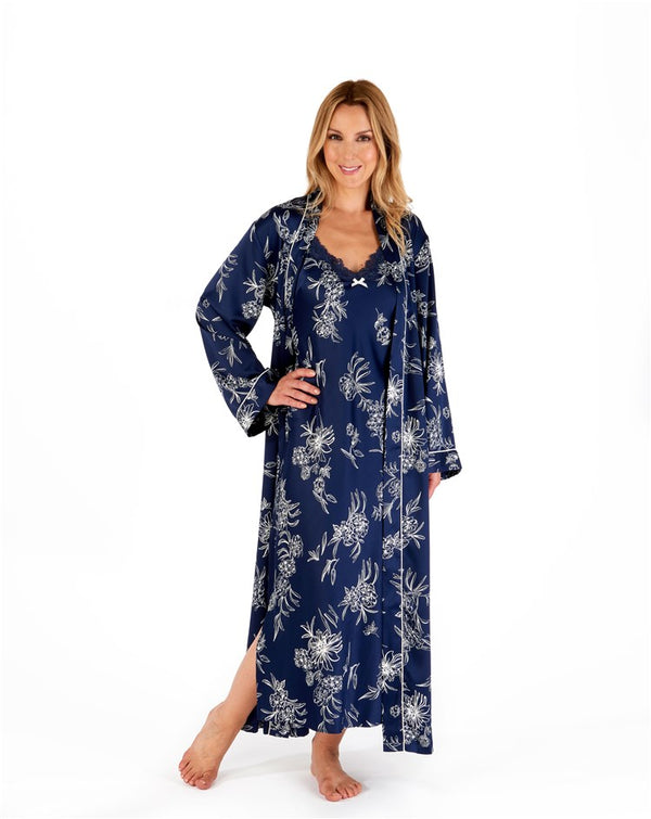 Slenderella Floral Matte Satin 50" Kimono Wrap GL66724L