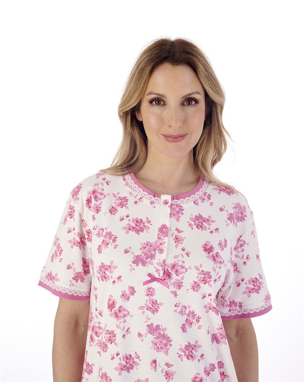 Slenderella Floral Print 42" Interlock Jersey Nightdress ND02125