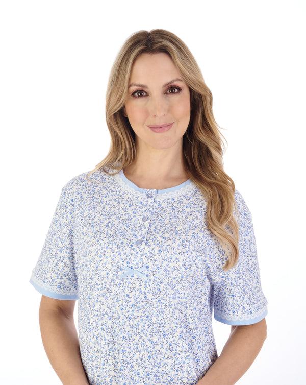 Slenderella Floral Print 42" Interlock Jersey Nightdress ND04125