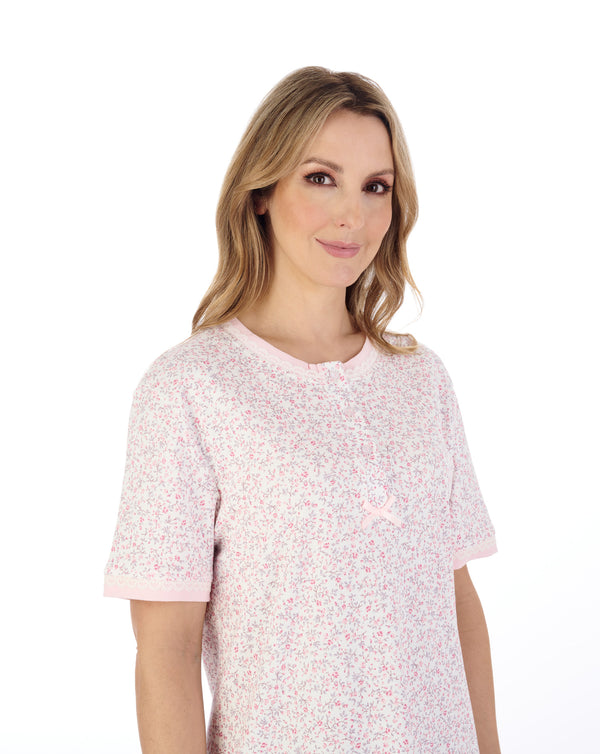 Slenderella Floral Print 42" Interlock Jersey Nightdress ND04125