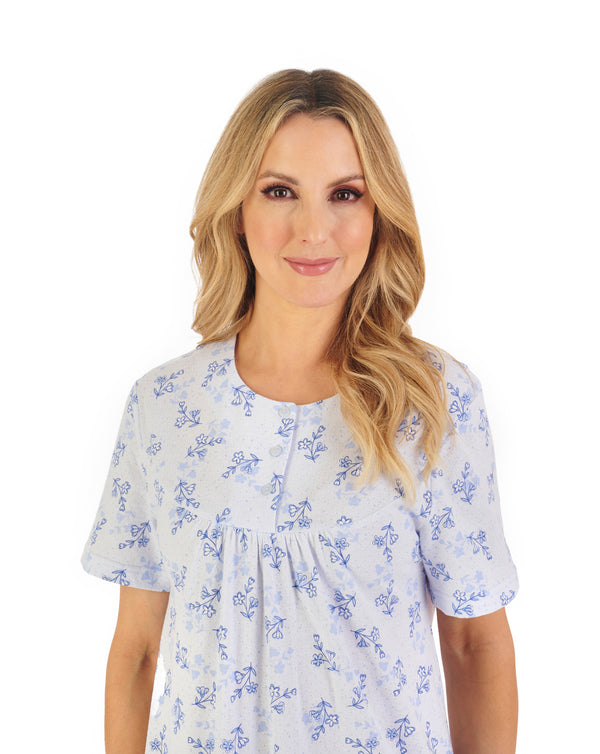 Slenderella Floral Print 42" Jacquard Jersey Nightdress ND06105