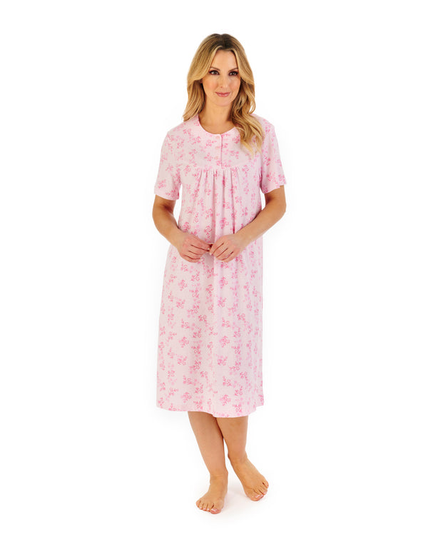 Slenderella Floral Print 42" Jacquard Jersey Nightdress ND06105