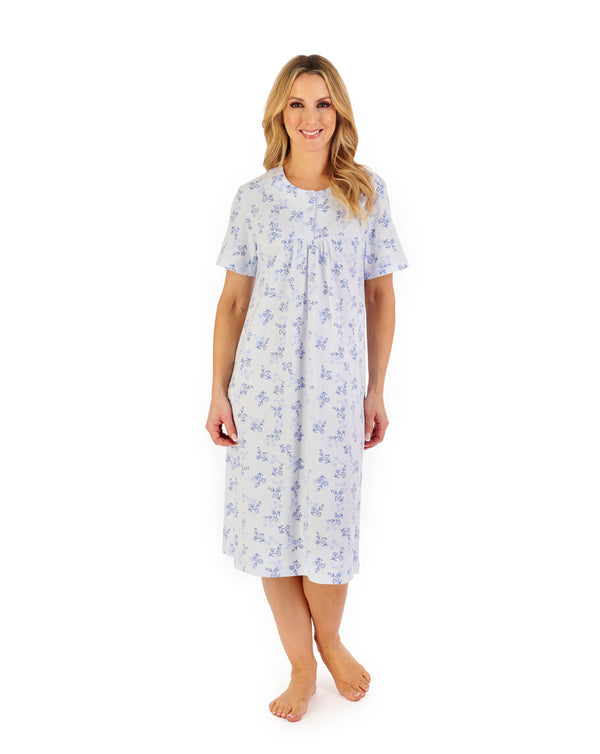 slenderella Floral Print 42" Jacquard Jersey Nightdress ND06105