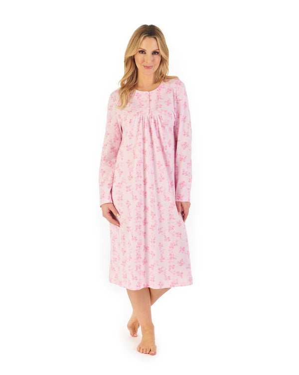 slenderella Floral Print 42" Jacquard Jersey Nightdress ND06106