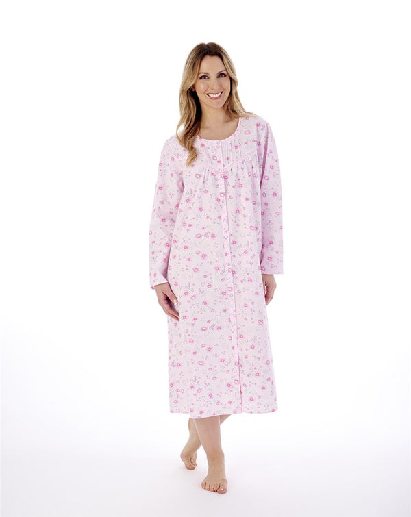 Slenderella Floral Print 45" Button Through Woven Nightdress ND02202
