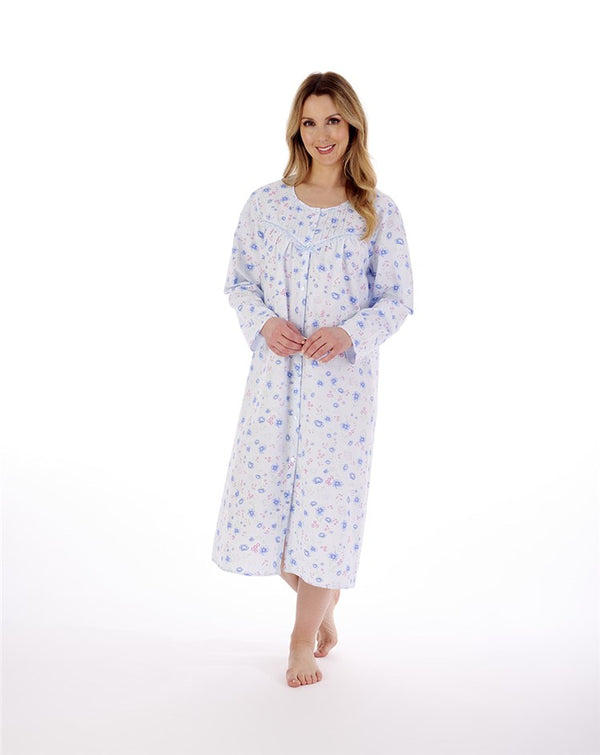 Slenderella Floral Print 45" Button Through Woven Nightdress ND02202