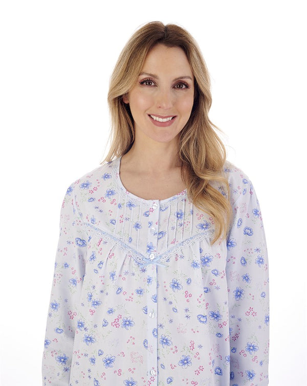 Slenderella Floral Print 45" Button Through Woven Nightdress ND02202