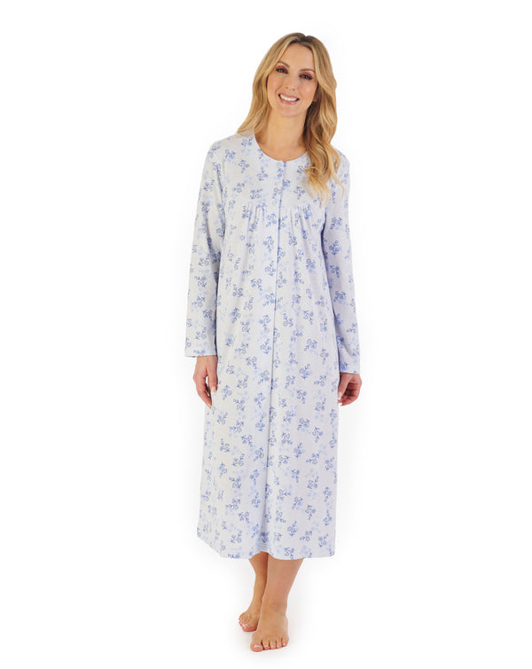 slenderella Floral Print 46" Jacquard Jersey Nightdress ND06107