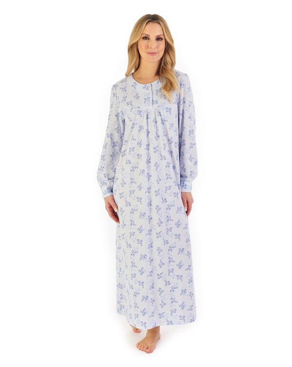Slenderella Floral Print 50" Jacquard Jersey Nightdress ND06108