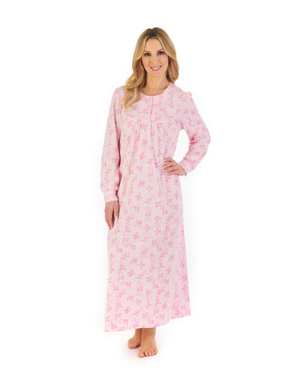 slenderella Floral Print 50" Jacquard Jersey Nightdress ND06108