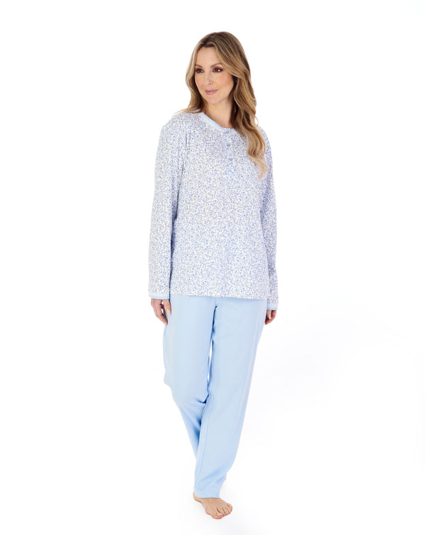 slenderella Floral Print Cotton Interlock Jersey Pyjama PJ04128