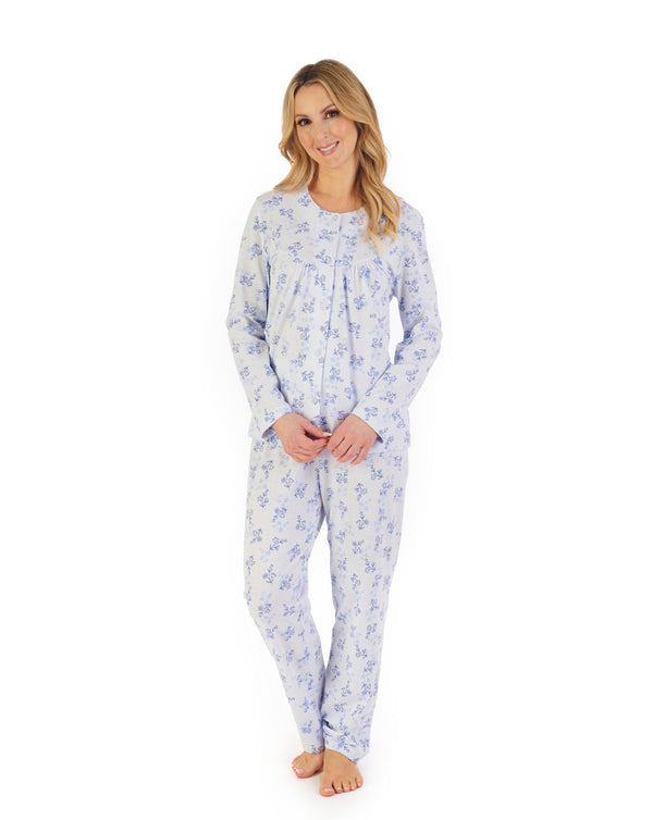 slenderella Floral Print Jacquard Jersey Pyjama PJ06109