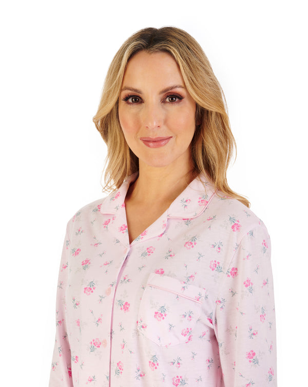 Slenderella Floral Print Jersey Tailored Pyjama PJ06128