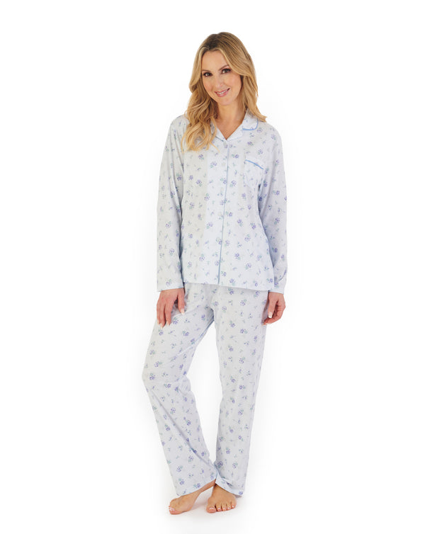 Slenderella Floral Print Jersey Tailored Pyjama PJ06128