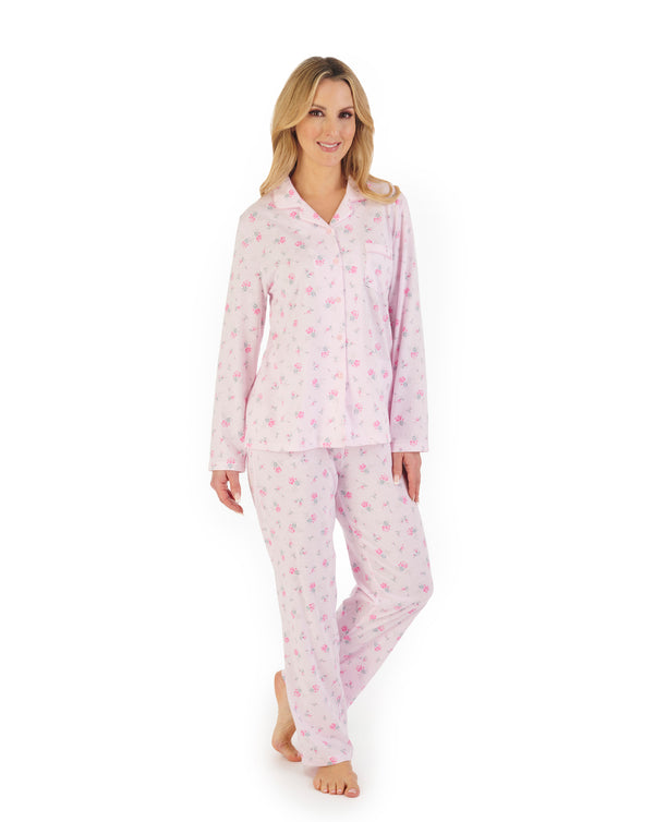 slenderella Floral Print Jersey Tailored Pyjama PJ06128