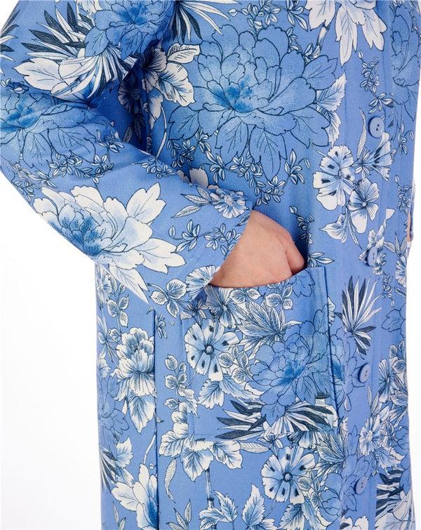 Slenderella Floral Print Luxury Bamboo 46" Button Through Housecoat HC02351