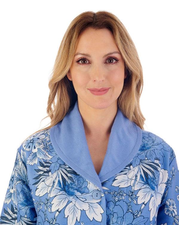 Slenderella Floral Print Luxury Bamboo 46" Button Through Housecoat HC02351