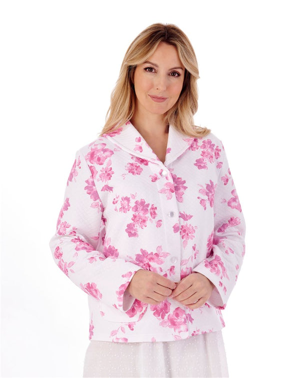 Slenderella Floral Print Mock Quilt 25" Bed Jacket BJ01315