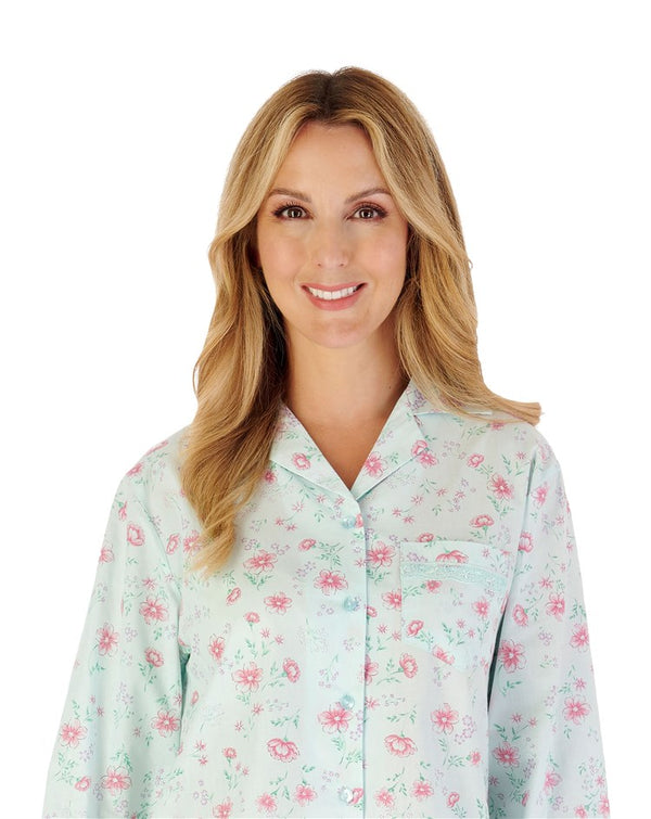 Slenderella Floral Print Tailored Woven Pyjama PJ02203