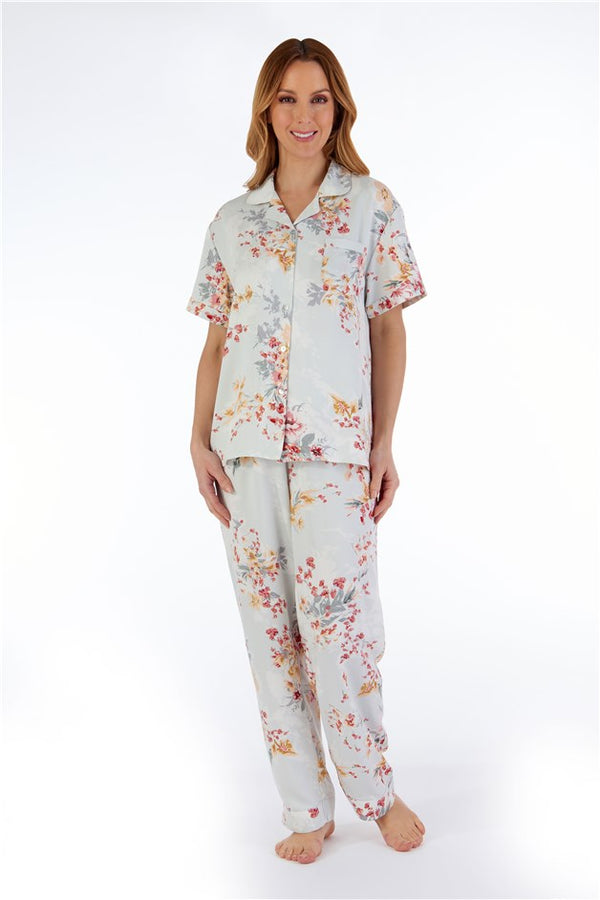 slenderella Floral Print Tailored Woven Pyjama PJ55280