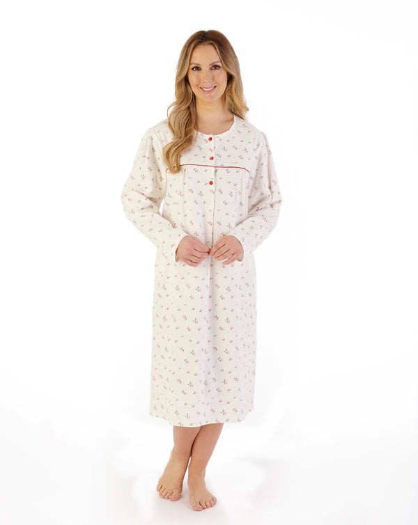 Slenderella Floral Printed Luxury Flannel 43" Woven Nightdress ND08210
