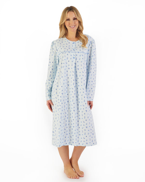 slenderella Floral Printed Luxury Flannel 43" Woven Nightdress ND06210