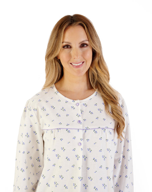 slenderella Floral Printed Luxury Flannel 43" Woven Nightdress ND08210