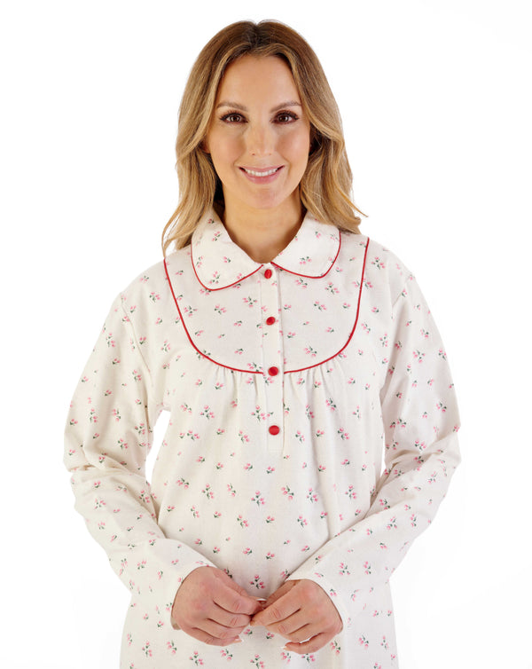 Slenderella Floral Printed Luxury Flannel 45" Woven Nightdress ND08211