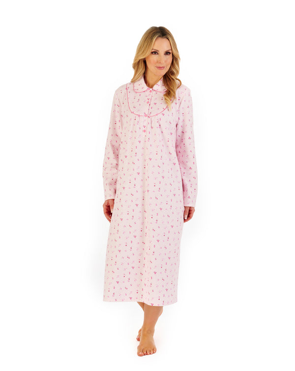 slenderella Floral Printed Luxury Flannel 45" Woven Nightdress ND06211