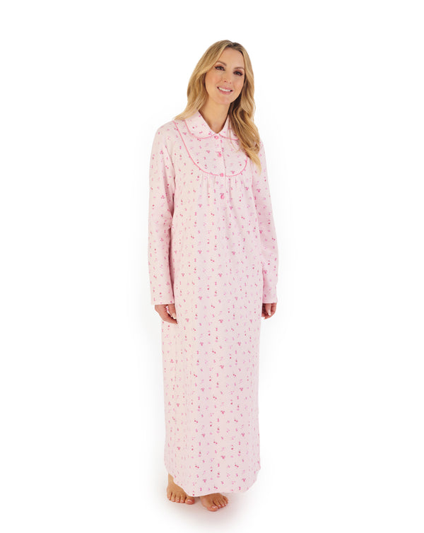 Slenderella Floral Printed Luxury Flannel 51" Long Sleeve Nightdress ND06212