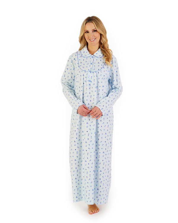 slenderella Floral Printed Luxury Flannel 51" Long Sleeve Nightdress ND06212