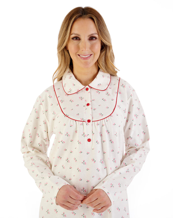Slenderella Floral Printed Luxury Flannel 51" Woven Nightdress ND08212