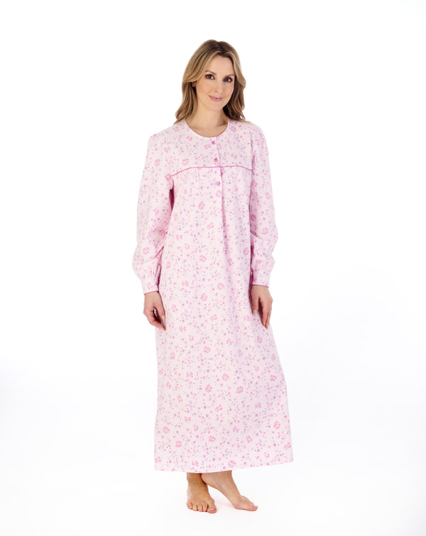 Slenderella Floral Printed Luxury Flannel 51" Woven Nightdress ND04214