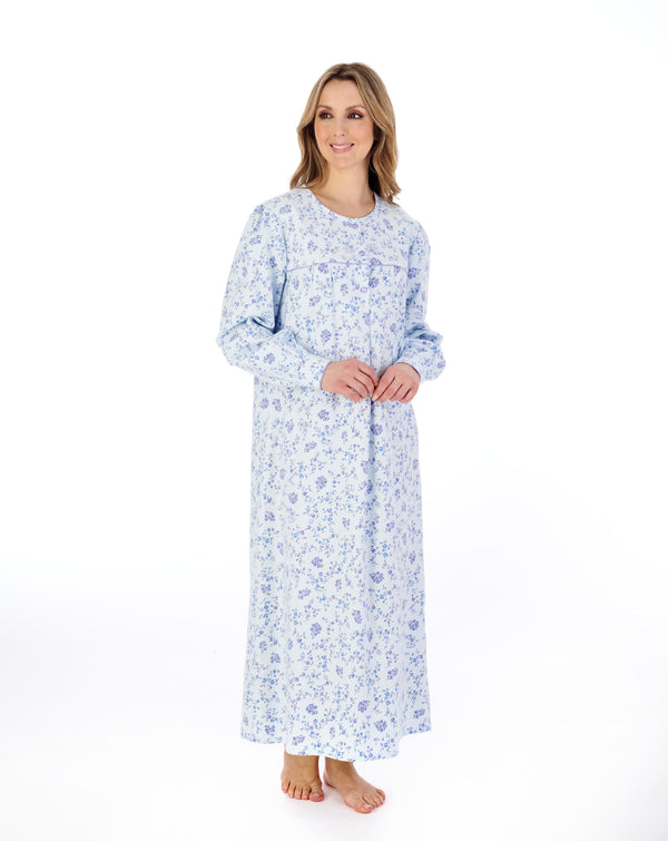slenderella Floral Printed Luxury Flannel 51" Woven Nightdress ND04214