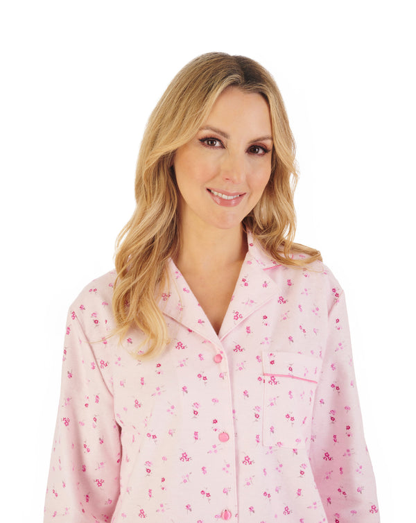 Slenderella Floral Printed Luxury Flannel Tailored Pyjama PJ06213