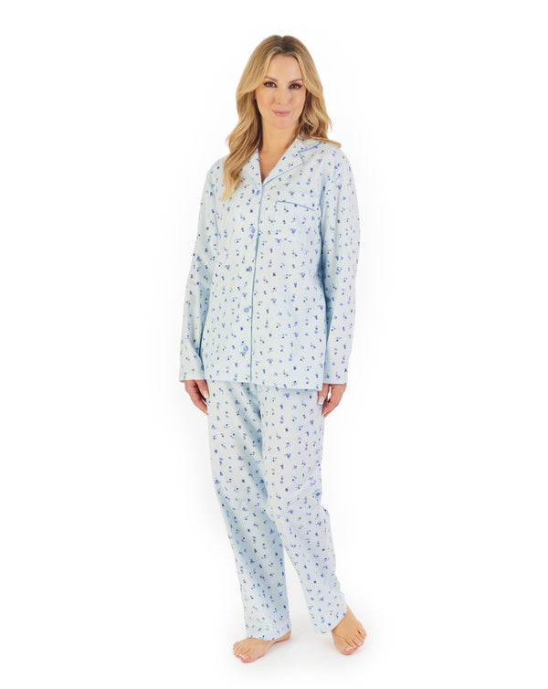 Slenderella Floral Printed Luxury Flannel Tailored Pyjama PJ06213