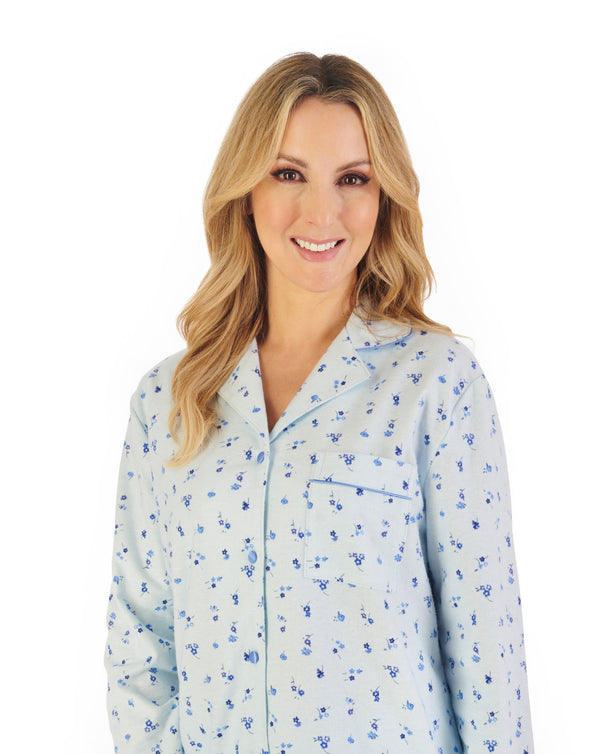Slenderella Floral Printed Luxury Flannel Tailored Pyjama PJ06213