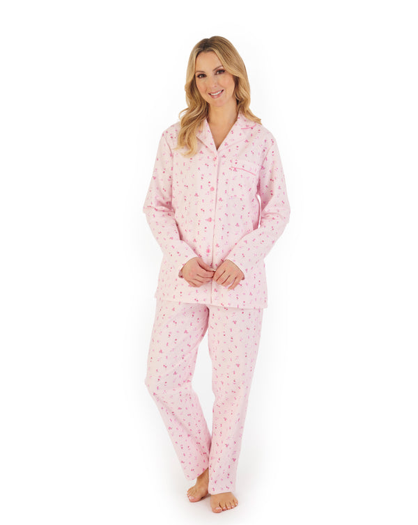 slenderella Floral Printed Luxury Flannel Tailored Pyjama PJ06213