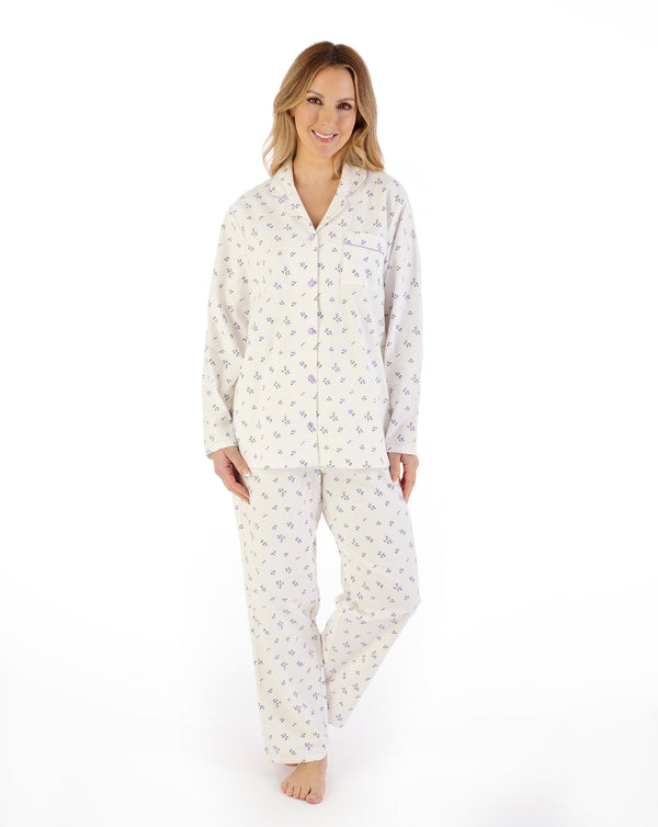 Slenderella Floral Printed Luxury Flannel Tailored Woven Pyjama PJ08213