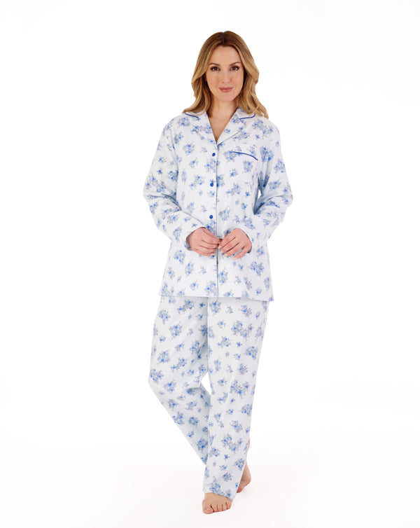 Slenderella Floral Printed Luxury Flannel Tailored Woven Pyjama PJ88213