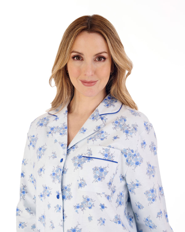Slenderella Floral Printed Luxury Flannel Tailored Woven Pyjama PJ88213