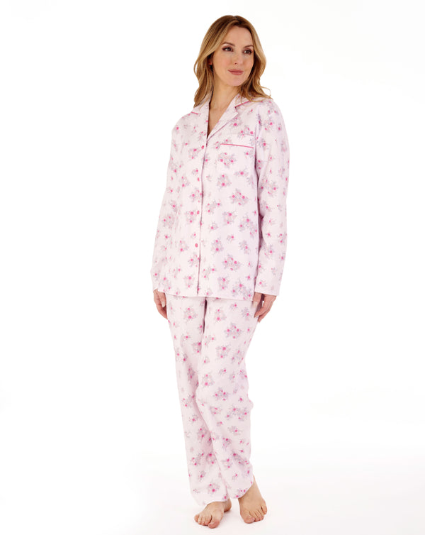 slenderella Floral Printed Luxury Flannel Tailored Woven Pyjama PJ88213