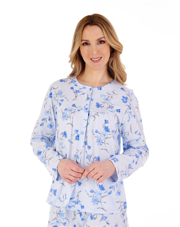 Slenderella Floral Scroll Button Through Jersey Pyjama PJ88110