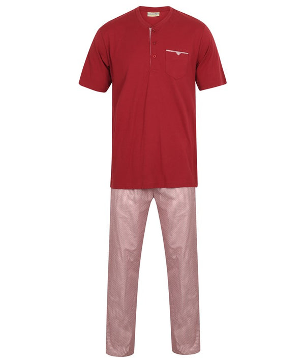 Slenderella Geo Print Jersey Top & Woven Trouser Pyjama WR2806