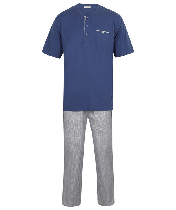 slenderella Geo Print Jersey Top & Woven Trouser Pyjama WR2806