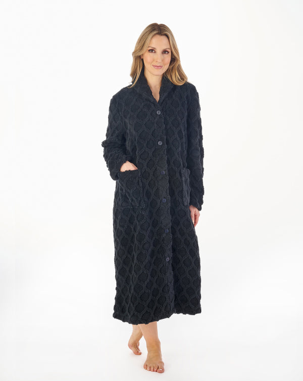 Slenderella Honeycomb Texture 45" Button Through Housecoat HC04320
