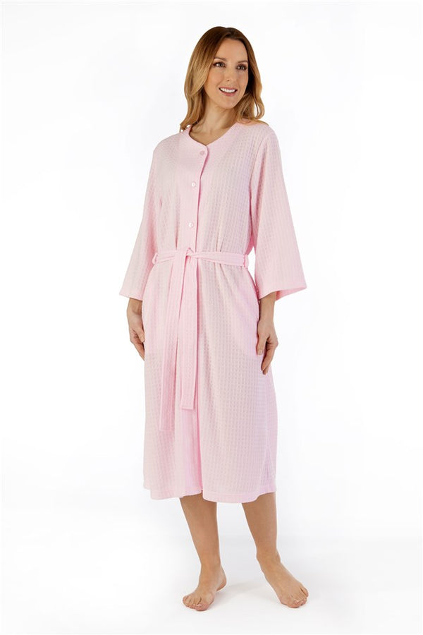 Slenderella Houndstooth Knit 45" Button Housecoat HC3302