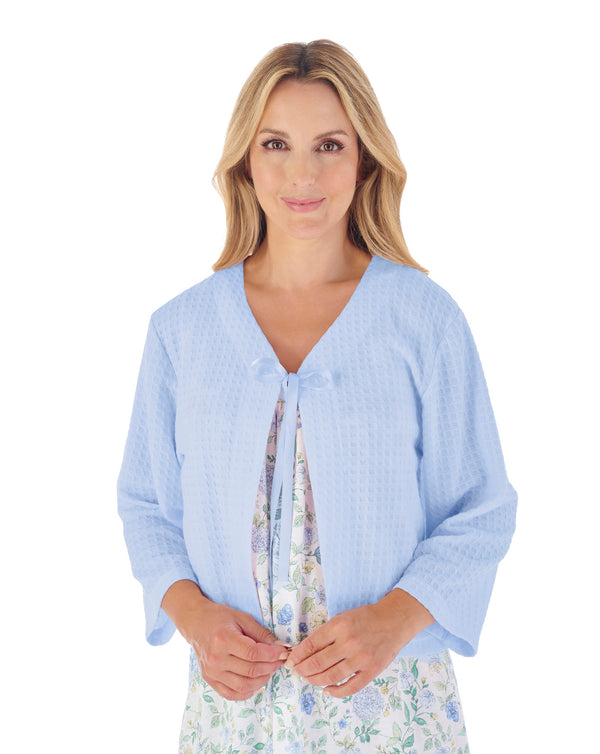 Slenderella Houndstooth Knit Ribbon Tie Bed Jacket BJ3303